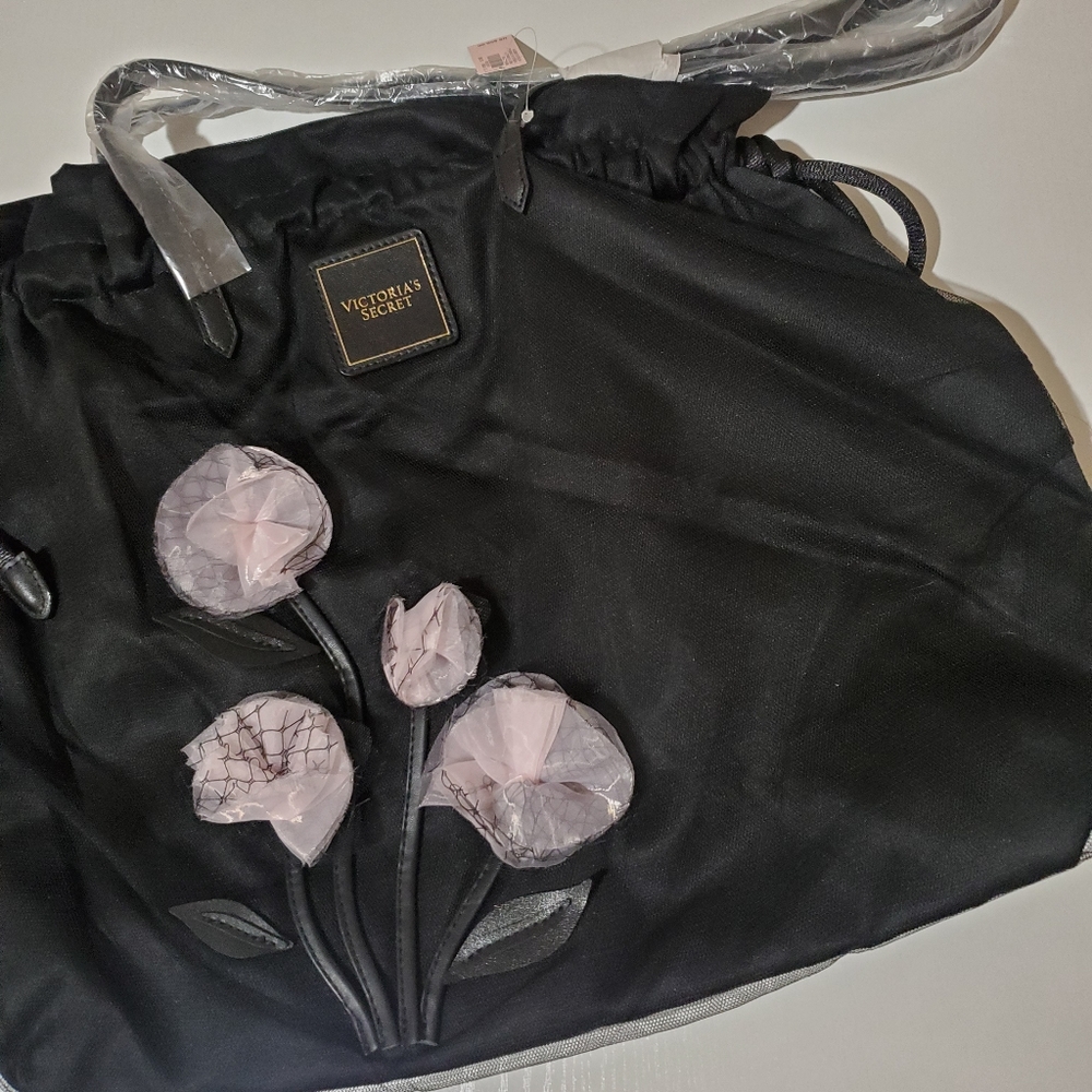 (NWT) Victoria's Secret Drawstring Flower Tote Bag